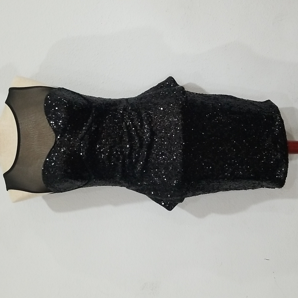 Bebe Sequin Peplum Cocktail Dress Size S in Black